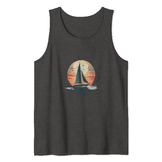 Sail Into The Sunset Nautical Adventure Tank Tops