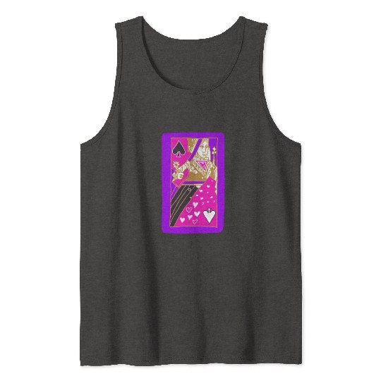 Purple Queen Of Spades Playing Card Tank Tops