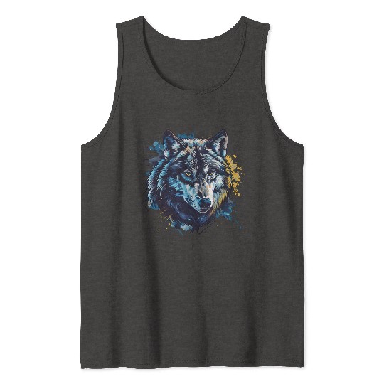 Alpha Wolf Paint Splash Tank Tops