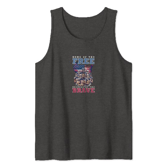 4th Of July Football Home Of Free Because Brave Tank Tops