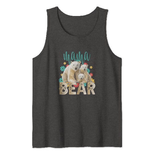Mama Bear Gift Rose Flowers Mama Bear with 2 Cubs Tank Tops