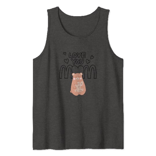 Peach Cute Mom And Baby Bear Mother s Day Card 4 Tank Tops