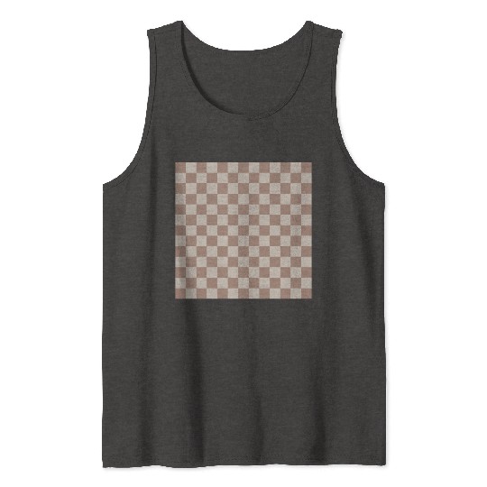 Brown Classic Checkered Big Checkerboard Tank Tops