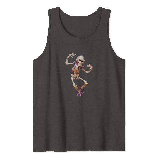 Skeleton With Headphones Dancing to the Beat Tank Tops