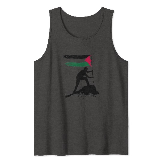 free palestine standing flag silhouette Tank Tops