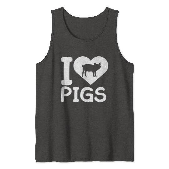 I Love Pigs pig heart piggy piglet Silhouette Tank Tops