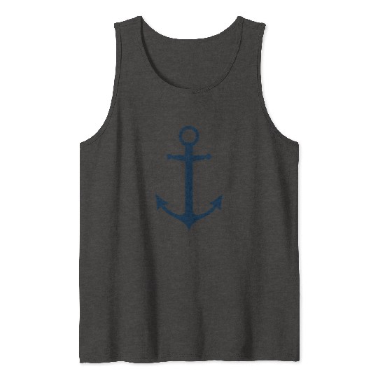 Navy Blue Sailing Boat Anchor Tank Tops