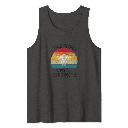 I Like Cicada & Maybe Like 3 People, Retro Sunset Tank Tops