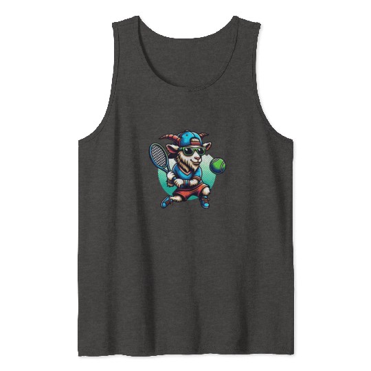 Goat Tennis Player Court Match Design Tank Tops