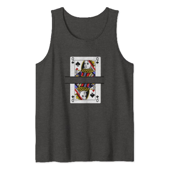 Playing card queen of spades with banner space Tank Tops