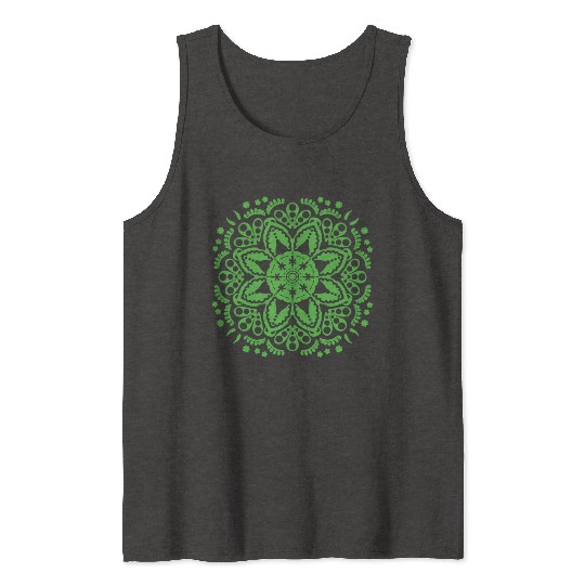 Green floral lace pattern Tank Tops