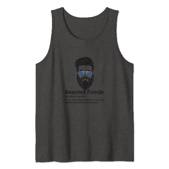 Mens Bearded Funcle Funny Uncle Definition Tank Tops