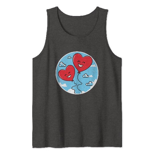 Smiling red heart balloons Tank Tops