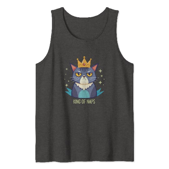 Grumpy King of Naps Cat Tank Tops