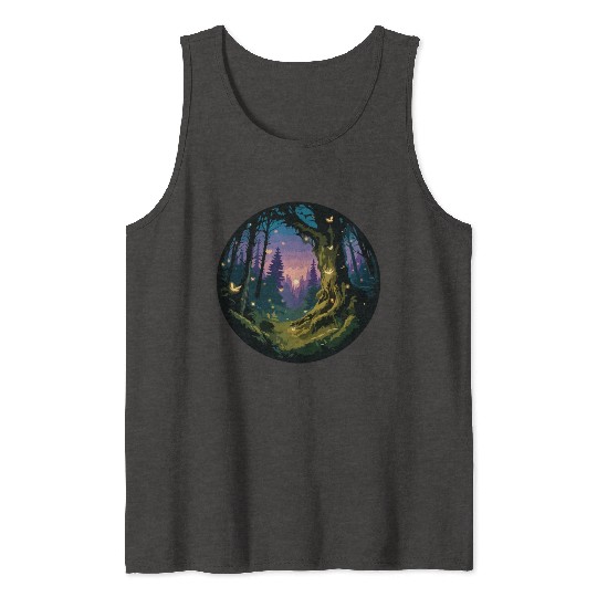 Enchanted Forest: Mystical Twilight Tank Tops