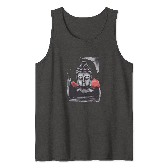 Japan Red Sun: Chilling Buddha Tank Tops