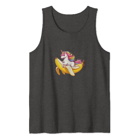 Unicorn rides banana Tank Tops