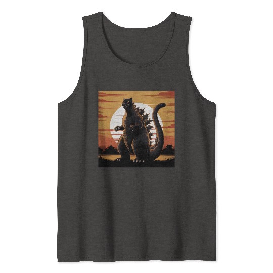 Catzilla Cat Japanese Art Funny Cat Gifts Tank Tops