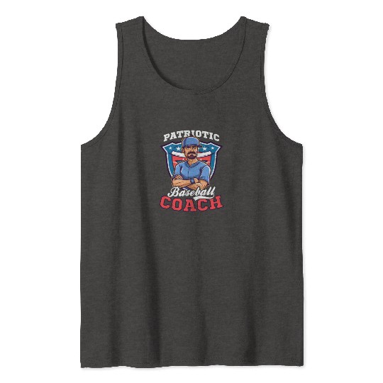 4th Of July Baseball Coach Patriotic Coach Tank Tops