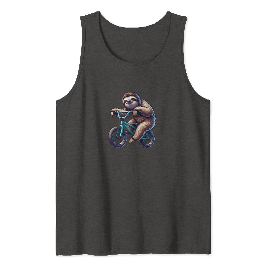 Sloth on BMX Bike Cool and Funny Design Tank Tops