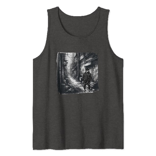Urban Shiba Inu in Street Alley Tank Tops