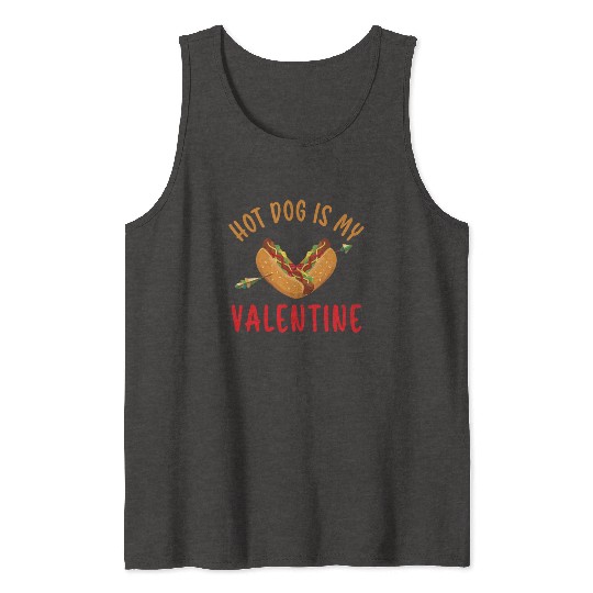 Hot Dog Adult Heart Valentines Day Tank Tops