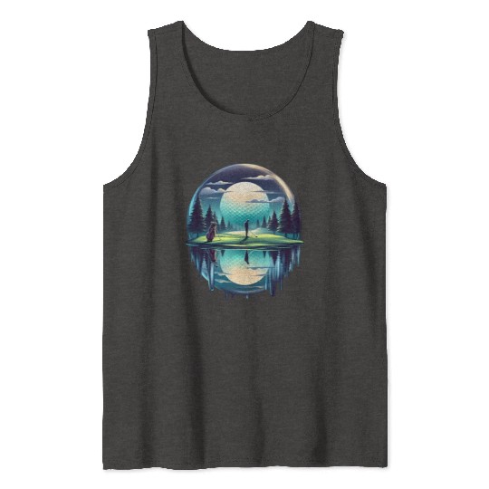 Night Golfer Escape Golfing Twilight Fairway Tank Tops