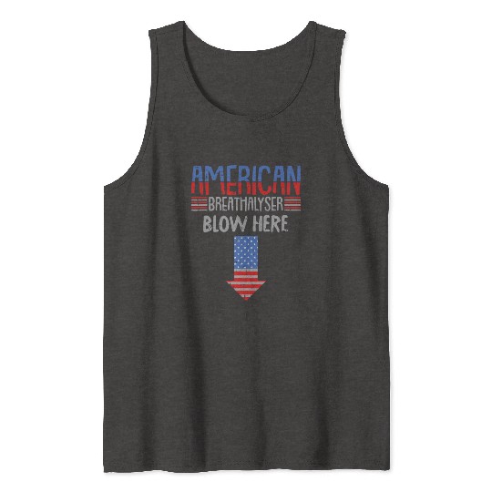 Breathalyzer 4th Of July Funny US Flag Patriotic Tank Tops
