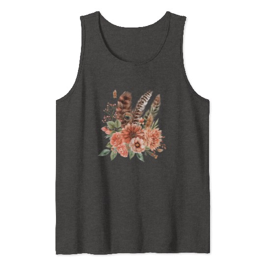 Boho Flowers Clipart - Floral Designs, Bohemian Tank Tops