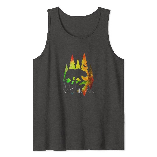 Michigan Stylish Up North Colorful Bear Michigan Tank Tops