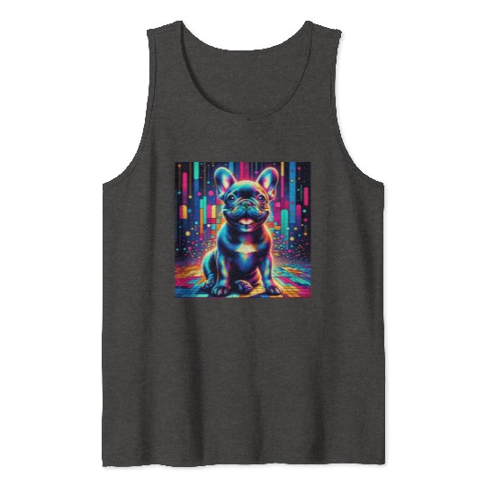 French Bulldog Neon Art Tank Tops