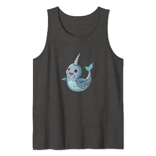 Adorable Narwhal Cartoon Enchantment Tank Tops