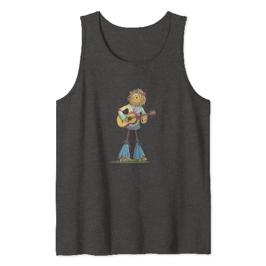 Hippie Scarecrow Playing Guitar Tank Tops