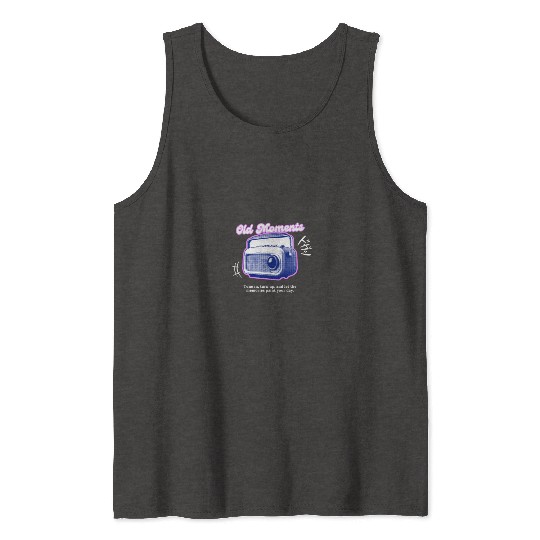 Lilac Black Halftone Radio Portrait Tank Tops