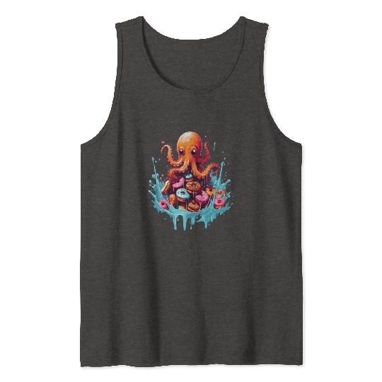 Cute Octopus: Ruler of the Donuts Tank Tops