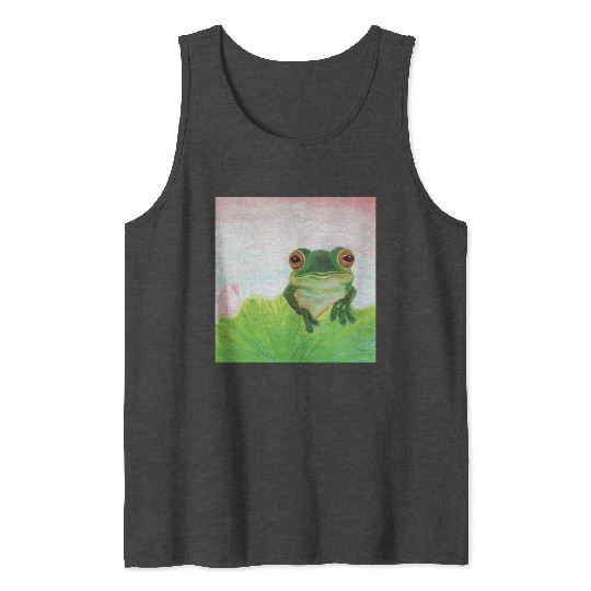 Green Frog Relaxing in the Pond Tank Tops