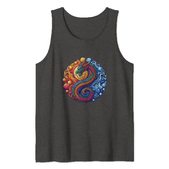 Vibrant Yin Yang Dragon Tank Tops
