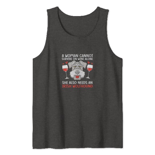 Irish Wolfhound Pet Owner Dog Mother Wine Lover Tank Tops