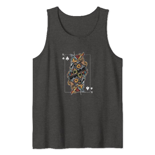 Eagle Owl Steampunk Card Game King of Spades Poker Tank Tops