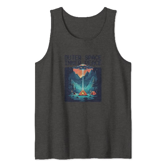 Outer space inner peace camping with UFO Tank Tops