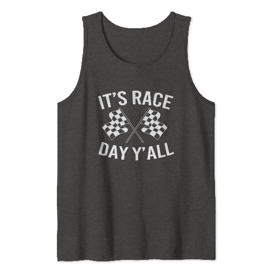 Drag Racing Racetrack Checkered Flag Race Day Tank Tops