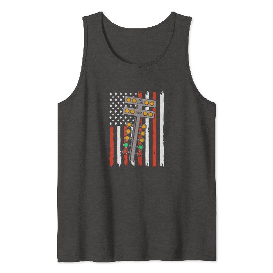 Patriotic Car Race American Flag Drag Racing Tank Tops