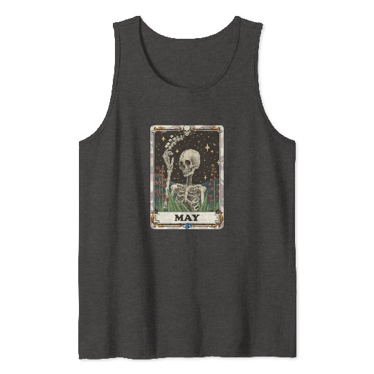 May Gothic Tarot Card - Lily of the Valley & Skele Tank Tops