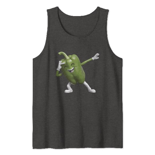 Green Bell Pepper Dabbing Realistic Tank Tops