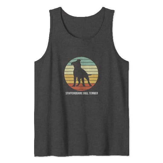 Staffordshire Bull Terrier Dog Silhouette Tank Tops