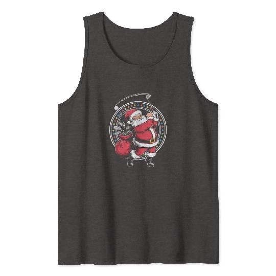 Golf Oh Christmas Santa Claus Vintage Golfer Golfi Tank Tops
