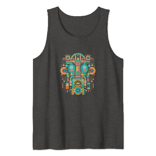 Maya God Mayan Mythology Itzamna Mask Art Tank Tops