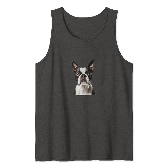 Cute Boston Terrier Dog Face, Adorable Pet Lover Tank Tops