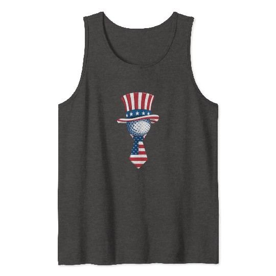 Patriotic Golf Ball with Stars and Stripes Hat Tank Tops