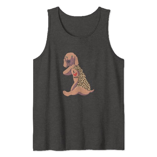 Weimaraner Mom Tattoo Dog I Love Mom Dog Tank Tops